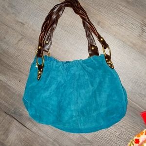 Teal suede purse